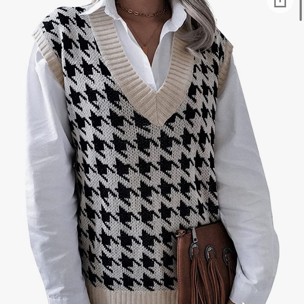 Houndstooth sweater vest